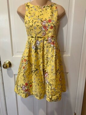Lands' End Yellow Floral Fit-and-Flare Sundress